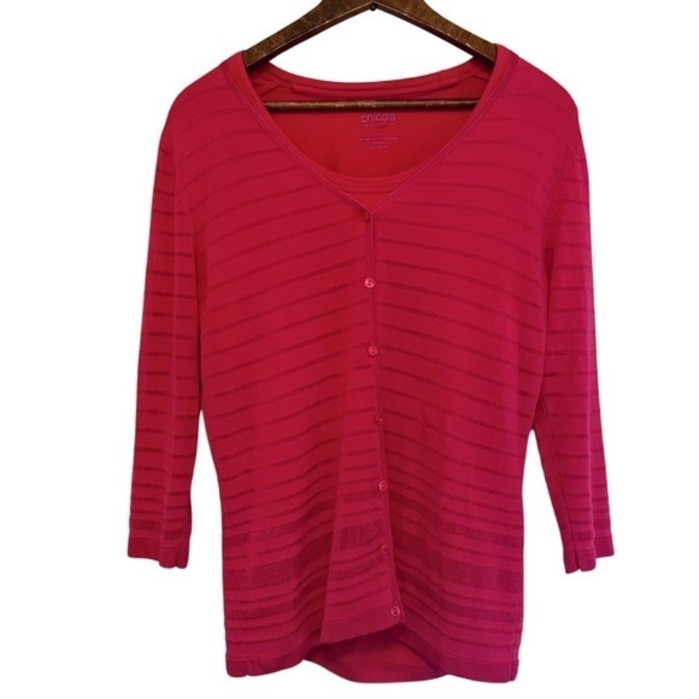 Chicho's Bright Pink Summer Cardigan and Matching Tee - Women's Size Small - Picture 4 of 8